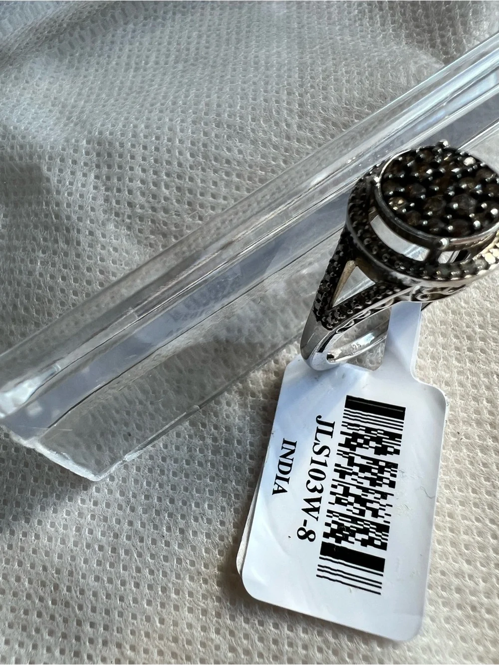 925 Sterling Silver Black Stone Cluster Ring